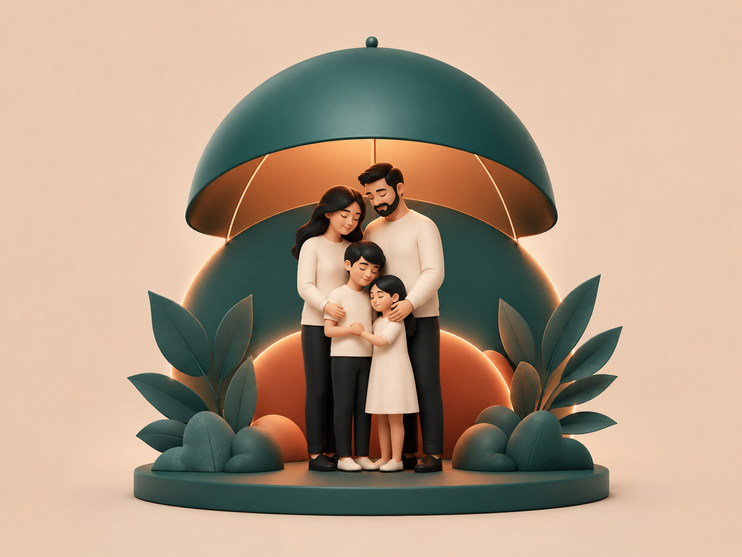 A family protected by the right cover